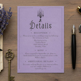 Tarjeta De Recepción Vintage Gothic Black Toile Purple Wedding