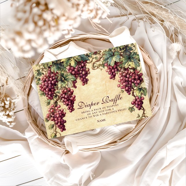 Tarjeta De Recepción Vintage Grape Vineyard Diapper Raffle  (Subido por el creador)
