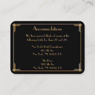Tarjeta De Recepción Vintage Great Gatsby Boda Alojamiento