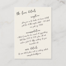 Vintage Handwritten Note Wedding Details