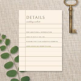 Tarjeta De Recepción Vintage Library Checkout Neutral Wedding Details