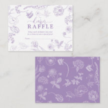 Vintage Lilac Lavender Floral Script Diaper Raffle
