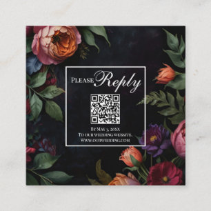 Tarjeta De Recepción Vintage moody rosas de boho floral oscuro