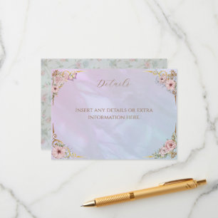 Tarjeta De Recepción Vintage Periwinkle Peony Bridal Shower Tea Party