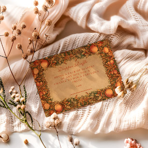 Tarjeta De Recepción Vintage Pomegranate Art Nouveau Diapper Raffle