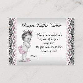 Tarjeta De Recepción Vintage Princess Diaper Raffle Ticket