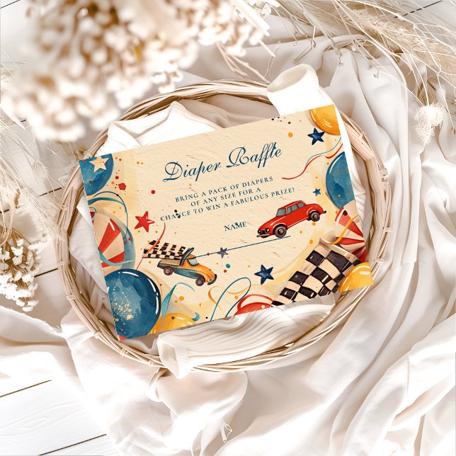 Tarjeta De Recepción Vintage Race Car Diapper Raffle (Subido por el creador)