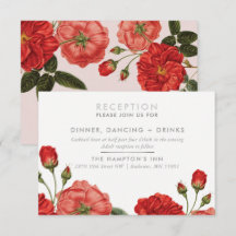 TARJETA DE RECEPCIÓN vintage ramo floral de rosas 