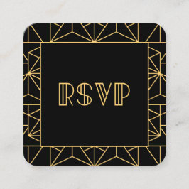 Tarjeta De Recepción Vintage respuesta RSVP de código QR de art deco de