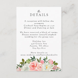 Tarjeta De Recepción Vintage Rubor Pink & Ivory Rosa Garland