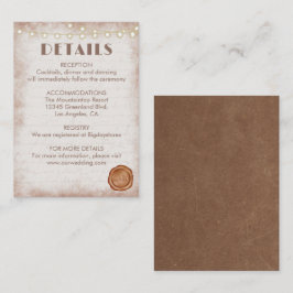 Tarjeta De Recepción Vintage Rustic Watercolor Romantic String Lights