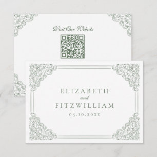 Tarjeta De Recepción Vintage Sage Frame Elegant Wedding Details Enclos