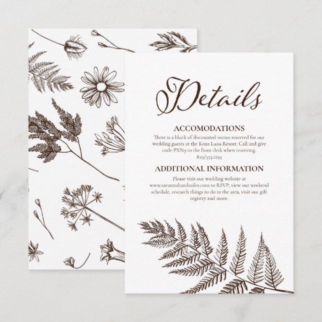 Tarjeta De Recepción Vintage Sepia Brown (Anverso / Reverso)