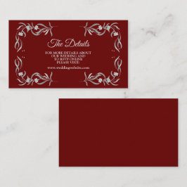 Tarjeta De Recepción Vintage Silver Floral Pattern Red Wedding Detail