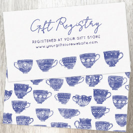 Tarjeta De Recepción Vintage Teacup Blue Baby Shower Gift Registry