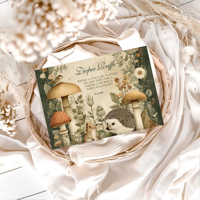 Tarjeta De Recepción Vintage Woodland Mushroom Diapper Raffle  (Subido por el creador)