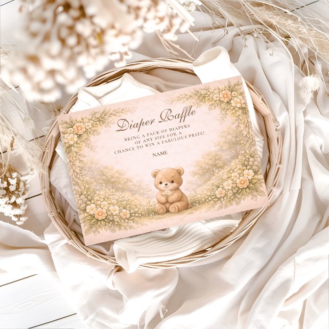 Tarjeta De Recepción Vintage Woodland Teddy Diapper Raffle  (Subido por el creador)