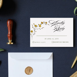 Tarjeta De Recepción Vintage Yellow Floral Rustic Wedding RSVP