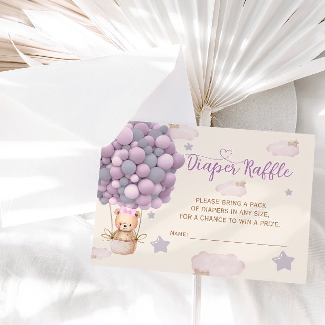 Tarjeta De Recepción Violet Lilac Bear Niña Ducha Diaper Raffle (Subido por el creador)