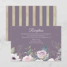 Tarjeta de recepción Violet Rosa Gold Watercolor