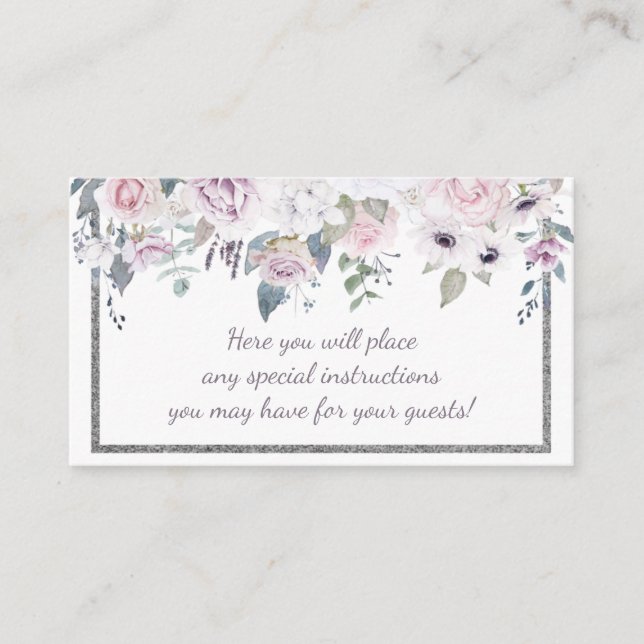 Tarjeta De Recepción Violet Rosa Silver (Anverso)