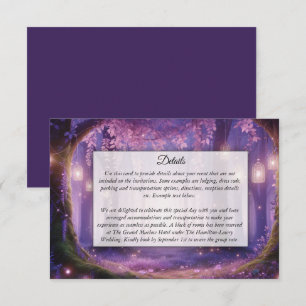 Tarjeta De Recepción Violeta en el Bosque Encantado de Medianoche