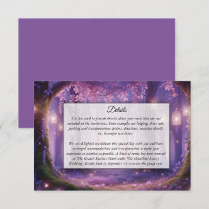 Tarjeta De Recepción Violeta en un bosque encantado a medianoche