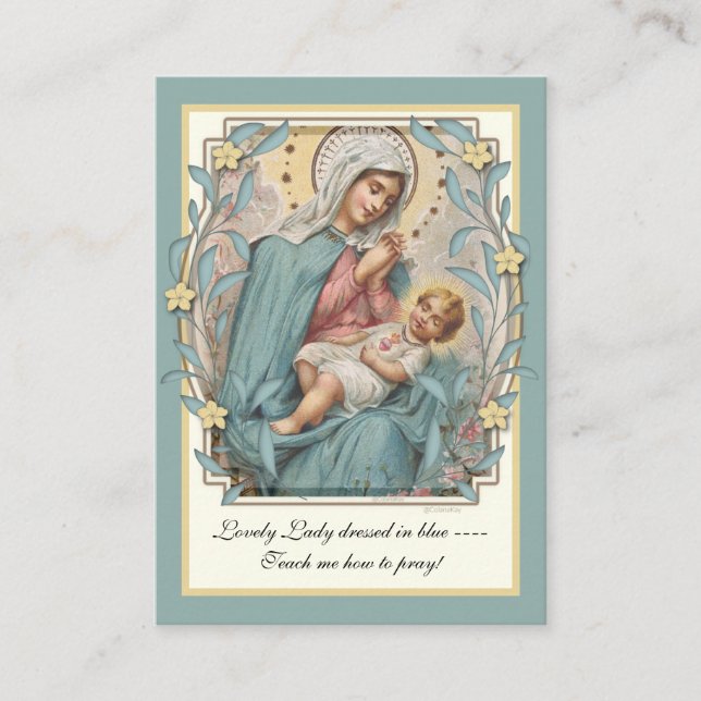 Tarjeta De Recepción Virgen María Jesucristo Señora encantadora vestida (Anverso)