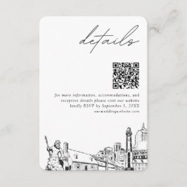 Tarjeta De Recepción Virginia Beach Wedding Detalles modernos Código QR