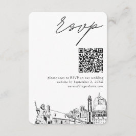 Tarjeta De Recepción Virginia Beach Wedding RSVP Código QR Pequeño