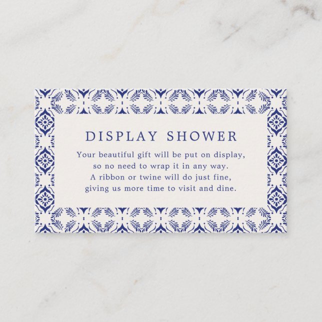 Tarjeta De Recepción Viva La Novia Blue Talavera Ducha Bridal (Anverso)