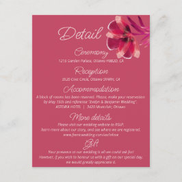 Tarjeta De Recepción Viva Magenta, detalles del boda floral
