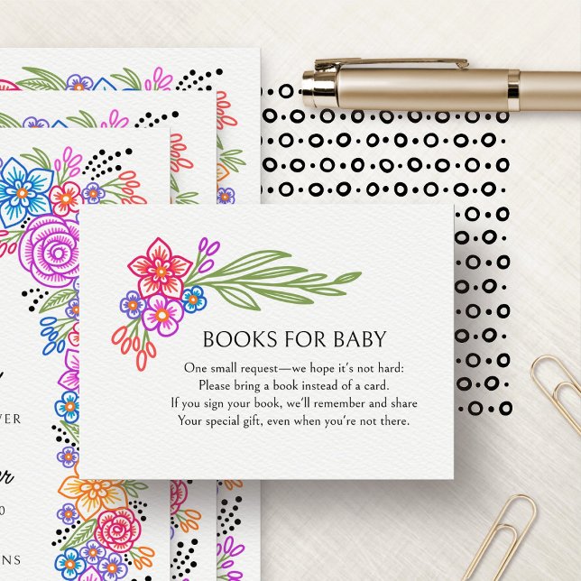 Tarjeta De Recepción Vivid Fiesta Flowers Books Baby Shower (Subido por el creador)