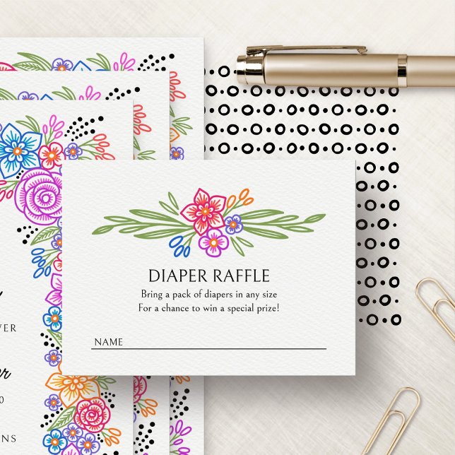 Tarjeta De Recepción Vivid Floral Fiesta Diaper Raffle Shower (Subido por el creador)