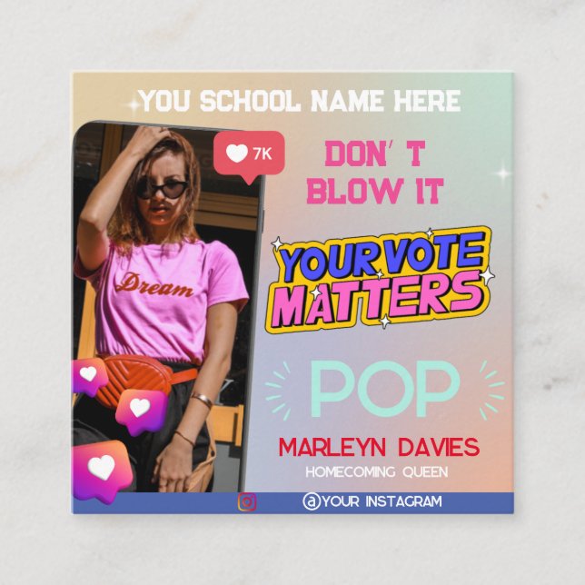 Tarjeta De Recepción Volante de campaña de voto Reina de regreso a escu (Anverso)