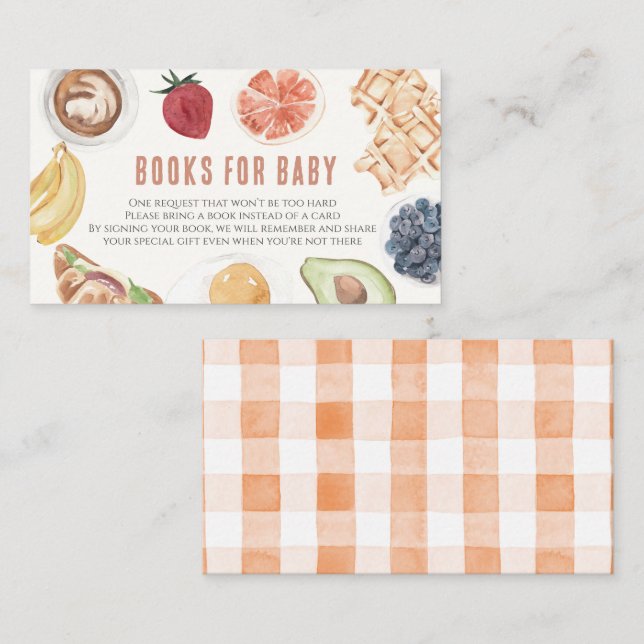 Tarjeta De Recepción Waffles Coffee Fruits Watercolour Baby Book Reques (Anverso / Reverso)