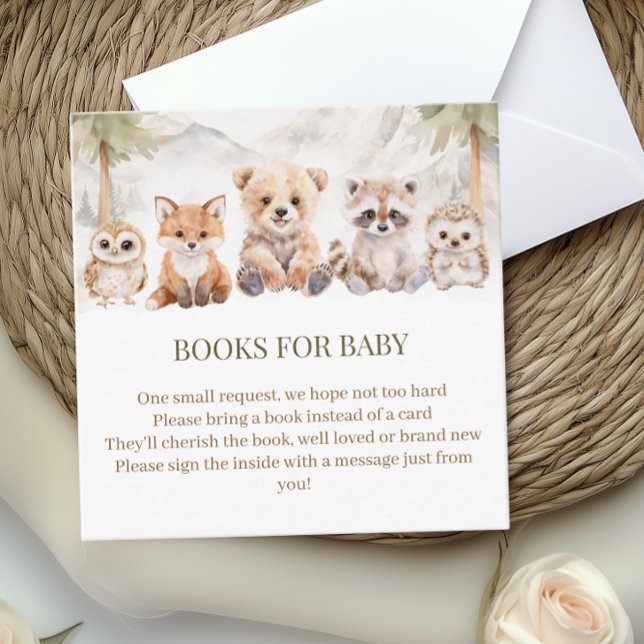 Tarjeta De Recepción Warm Beige Woodland Books for Baby Shower Card (Subido por el creador)