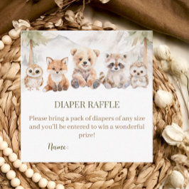 Tarjeta De Recepción Warm Beige Woodland Diaper Raffle Baby Shower Card