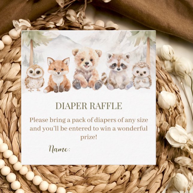 Tarjeta De Recepción Warm Beige Woodland Diaper Raffle Baby Shower Card (Subido por el creador)