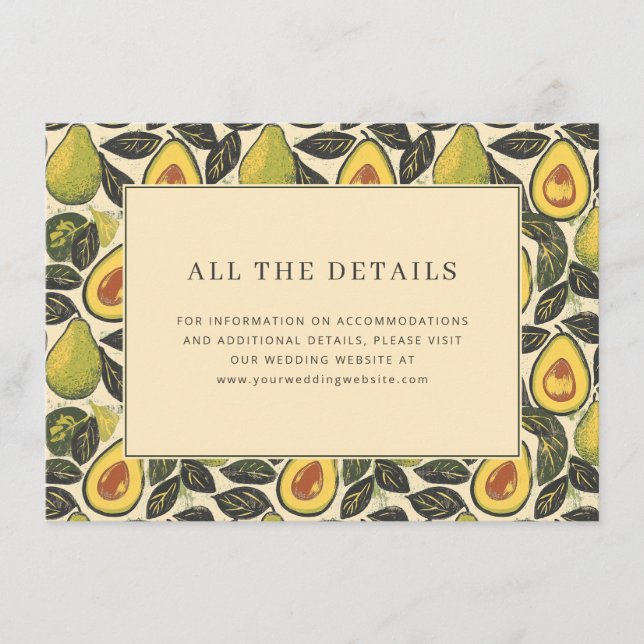 Tarjeta De Recepción Warm Green Botanical Avocado Border (Anverso)