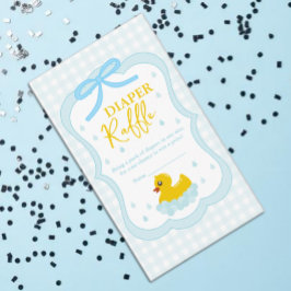 Tarjeta De Recepción Water Droplets Gingham Baby Shower Diaper Raffle