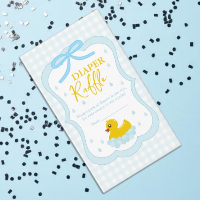 Tarjeta De Recepción Water Droplets Gingham Baby Shower Diaper Raffle (Subido por el creador)