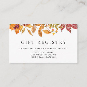 Tarjeta De Recepción Watercolor Autumn deja registro de Bodas de Garlan