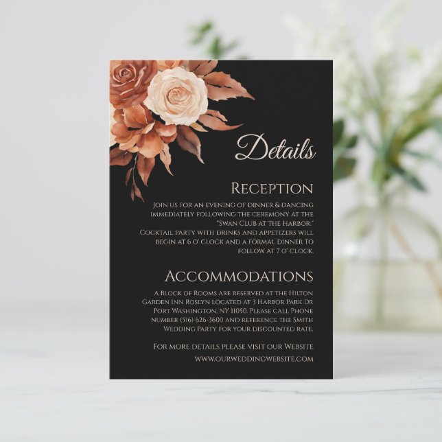 Tarjeta De Recepción Watercolor Autumn Elegance-Boda- (Anverso de pie)