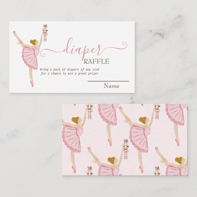 Tarjeta De Recepción Watercolor Ballerina Nutcracker Pink Baby Shower (Anverso / Reverso)