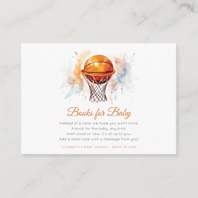 Tarjeta De Recepción Watercolor Basketball Baby Shower (Anverso)