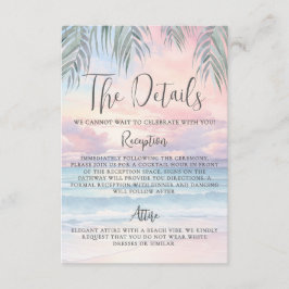 Tarjeta De Recepción Watercolor Beach Wedding Details