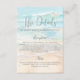 Tarjeta De Recepción Watercolor Beach Wedding Details