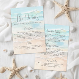 Tarjeta De Recepción Watercolor Beach Wedding Details