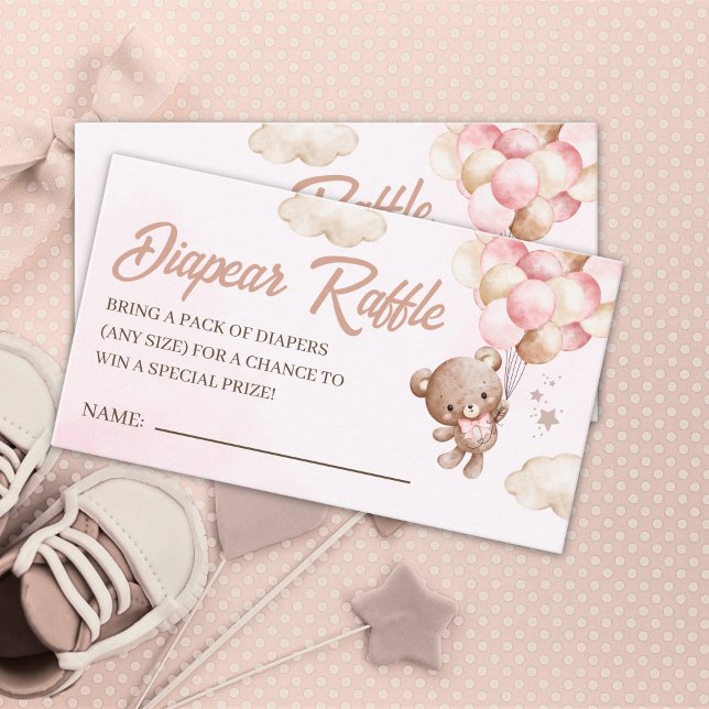 Tarjeta De Recepción Watercolor Bear Baby Shower Girl Party (Subido por el creador)